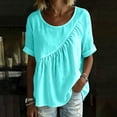 thumbnail image 6 of LVHAOGJOB Womens Crew Neck Tops Short Sleeve T Shirt Holiday Solid Color Summer Shirts for Ladies, 6 of 9
