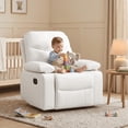 thumbnail image 6 of LAZZO Recliner Chair with Adjustable Armrests, Oversized 360° Swivel Chair for Nursery & Living Room, White, 6 of 8