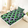 thumbnail image 4 of Homewish Cartoon Green Skull Bat Twin Sheets,Swirl Heart Halloween Bedding, 3pcs, 1 Flat Sheet, 1 Fitted Sheet and 1 Pillowcase, 4 of 5