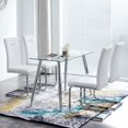 thumbnail image 1 of Modern 51 inch Transparent Dining Table and 4 Dining Chairs Set for Living Room Study Room, 4 Dining Chairs and a Transparent Dining Table Set (backrest Hollow Out Black Chairs with Table,White), 1 of 11