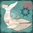 thumbnail image 2 of K, Onna 26x26 Gold Ornate Wood Framed with Double Matting Museum Art Print Titled - Nautical Whale, 2 of 4
