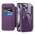 thumbnail image 5 of Allytech Wallet Case for iPhone 14 Pro with Card Slots & Lens Protector, Compatible with MagSafe, Slim Shockproof Anti-Scratch Clear Back Panel [RFID Blocking] Case - Purple, 5 of 7