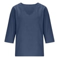 thumbnail image 4 of Trendfront Womens T Shirts 3/4 Sleeve V Neck Plain Solid Color Tee Slouchy Summer Relaxed Fit Basic Lounge Soft Comfy Fashion Outerwear Tops, 4 of 5