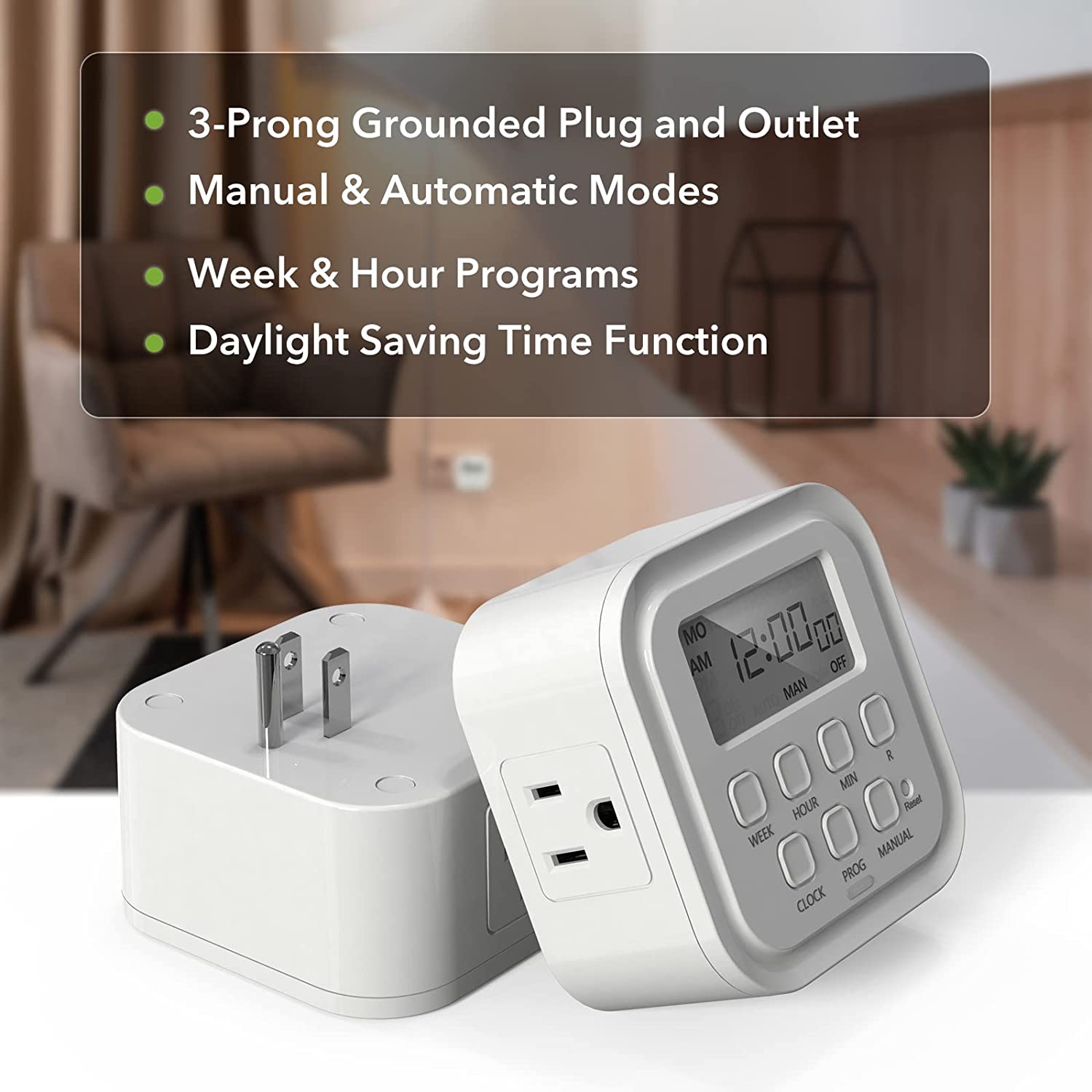 HBN 7-Day Dual Outlet Digital Timer, 15A, 1875W photo 7