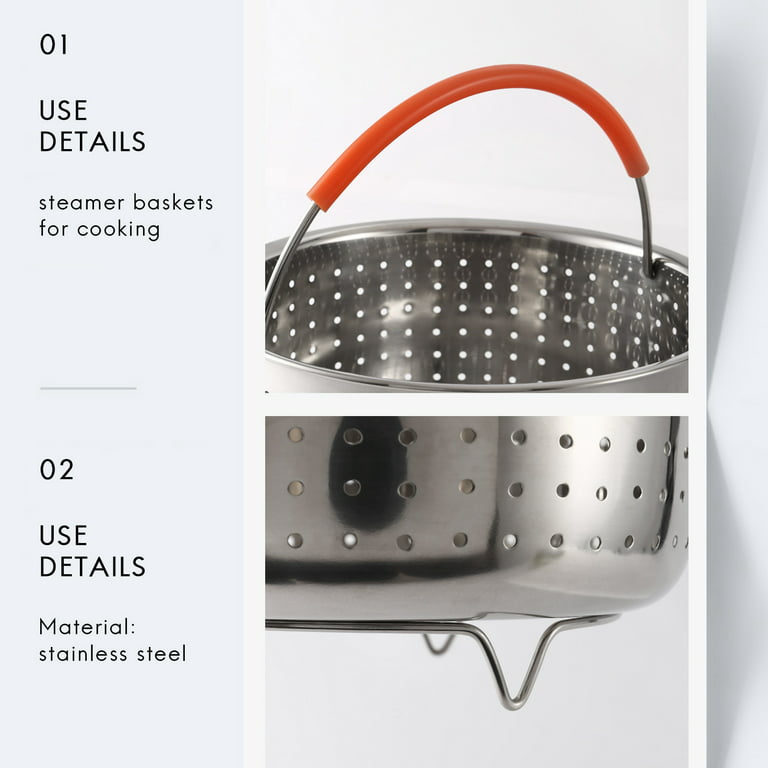 Stainless Steel Steamer Basket Pressure Cooker With Silicone Covered Handle  Sturdy Steamer Basket
