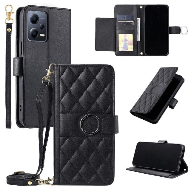 Funda tipo billetera GANGXUN para Xiaomi Redmi Note 12 Pro 5G – Tapa abatible con correa para mujer