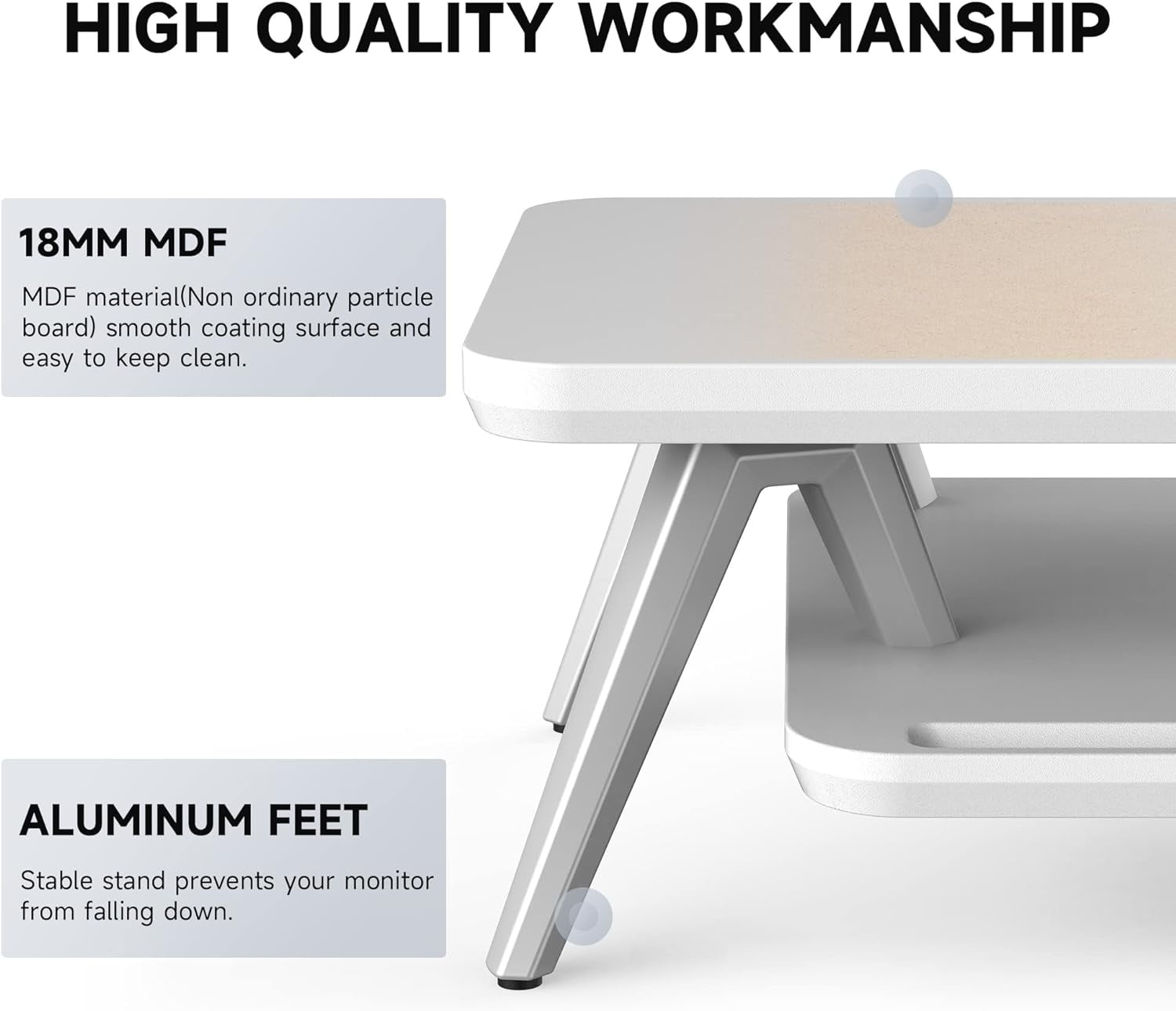 Dual Monitor Stand, Monitor Stands Riser for 2 monitors, 42.5 Inch Wood Desk Shelf with Storage Organizer and Cable Management for Office Desk Accessories
