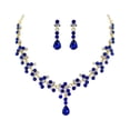 thumbnail image 1 of BRIGHTFUFU 1 juego de collar y aretes de moda conjunto de joyas de diamantes de imitación para mujer accesorios de vestido de novia para mujer (azul), 1 of 7