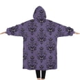 thumbnail image 2 of Oversized Wearable Blanket Hoodie,Purple Gothic Bat Pattern Sherpa Blanket Hoodie with Super Pockets,Super Warm Fuzzy Pullover for Women & Men, 2 of 6