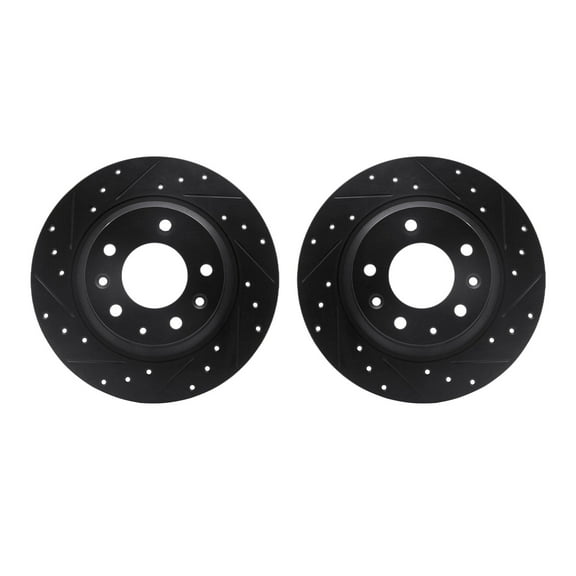 Dynamic Friction Company Rear Brake Rotors-Drilled and Slotted-Black 8002-54232
