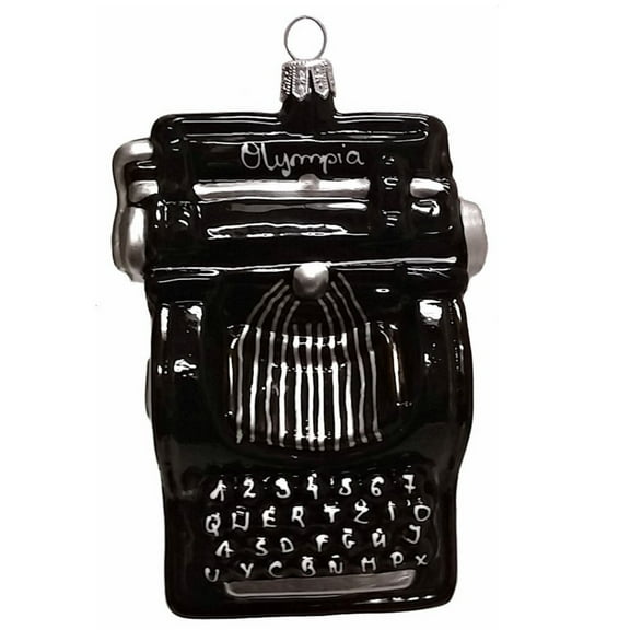 Black Vintage Typewriter Polish Blown Glass Christmas Ornament Decorations
