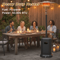 thumbnail image 3 of Patio Heaters for Outdoor Use, Propane Heaters w/ 12' Heating Radius, 50000 BTU Heavy Duty Heater w/ Overheating Protection System, Stainless Steel Flame Heater w/ Wheels, Sliver, 3 of 10