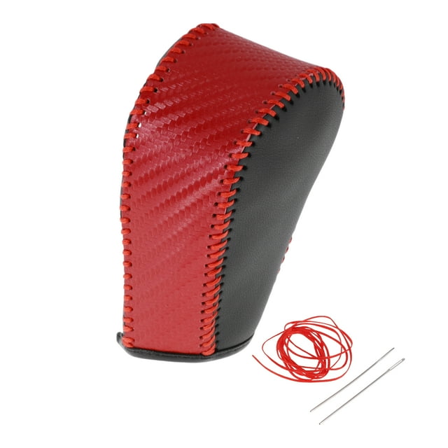 Cubierta de pomo de cambio antideslizante, protector de manija de cambio para Honda CR-V 15-16, cuero sintético rojo y negro