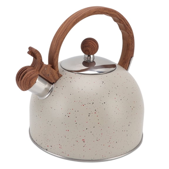 Whistling Kettle, 2.5L Capacity Stainless Steel Stovetop Teapot with Comfortable Ergonomic Handle for Kitchen and Restaurant [Off-White]