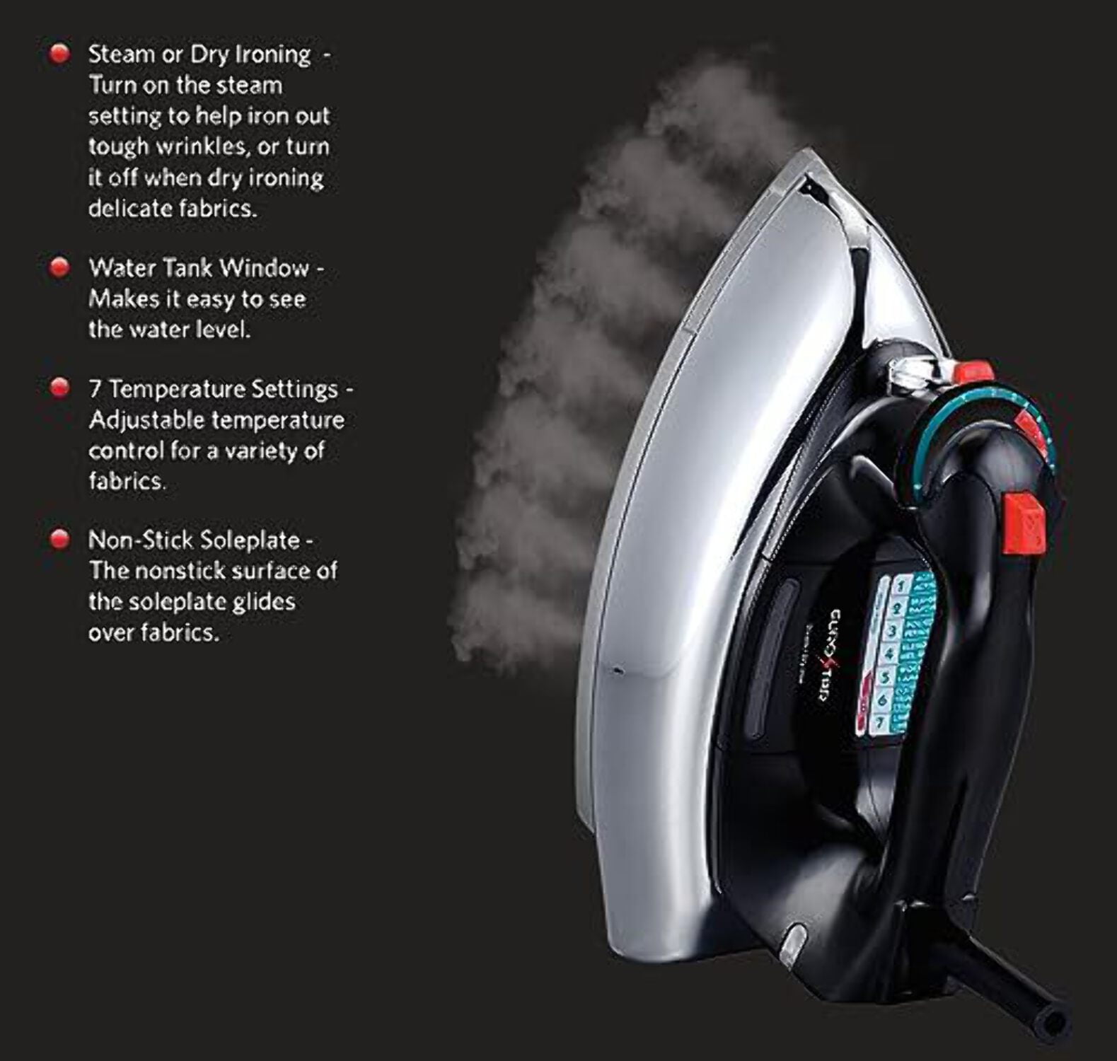 EUROSTAR IR900CL Classic Steam/Dry Anti-Drip Iron, Black