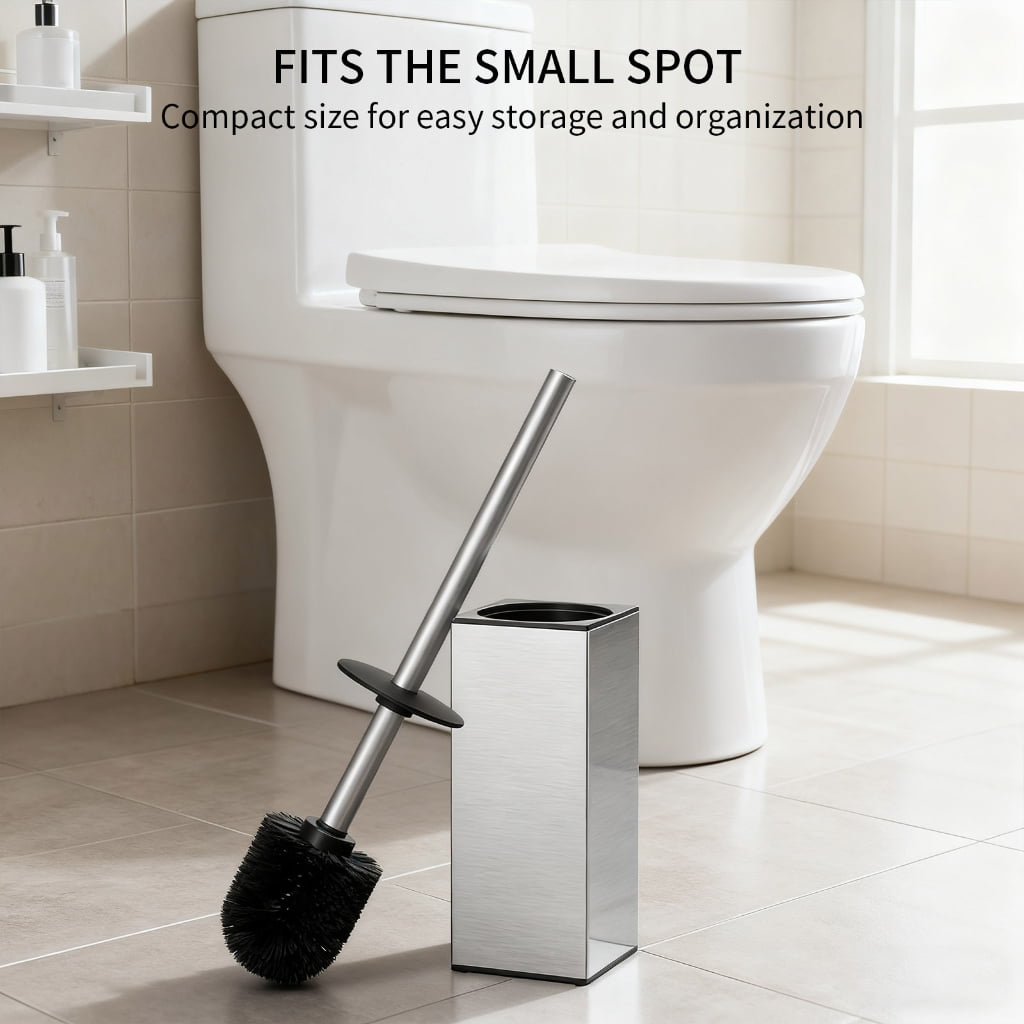 Soft Bristles Toilet Brush & Holder Bathroom Toilet Bowl Brush Easy to Clean