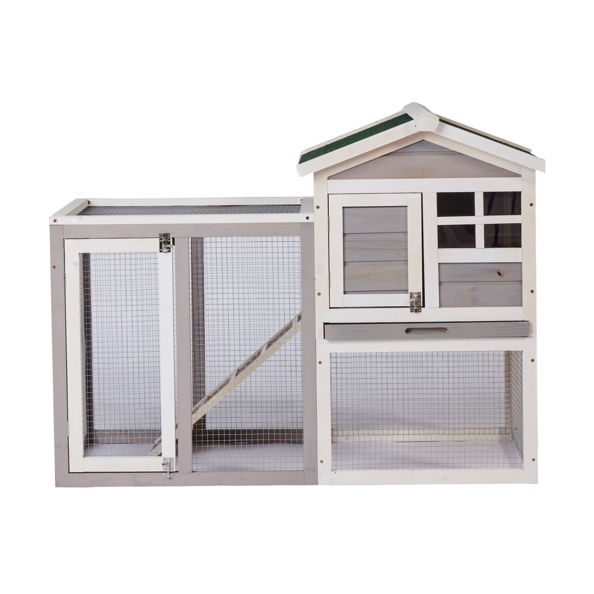 Kadyn 48 Inch Portable Coop, Outdoor Wooden Coop Rabbit Hutch Poultry Cage with Ramp, Grey Kadyn 48 Inch Portable Coop, Outdoor Wooden Coop Rabbit Hutch Poultry Cage with Ramp, Grey