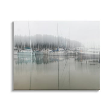 Stupell Industries Foggy Weather Boat Marina Peaceful Floating Watercraft Graphic Art Gallery Wrapped Canvas Print Wall Art, Design by Nancy Crowell