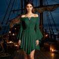 thumbnail image 2 of DHFJKG Womens Pirate Mini Dresses, Off The Shoulder Flare Sleeve Halloween Dress, Smocked Waist Gothic Dress, 2 of 4