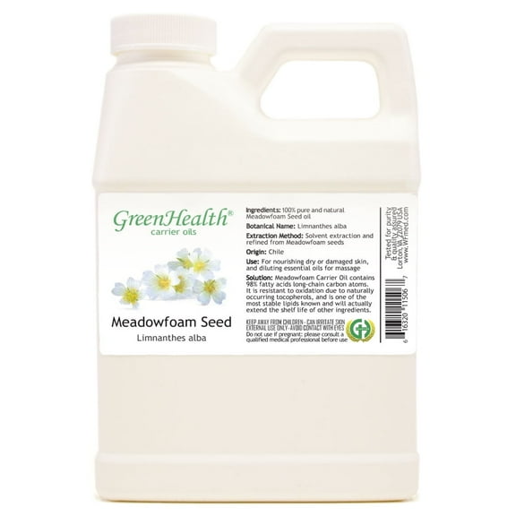 GreenHealth Meadowfoam Seed Carrier Oil White Plastic Jug with Cap 16 fl oz