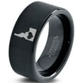 thumbnail image 1 of Tungsten Idaho The Gem State Heart Band Ring 9mm Men Women Comfort Fit Black Flat Cut Brushed Polished, 1 of 4
