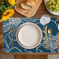 thumbnail image 4 of Teal Flowers Placemats Set of 4, Spring Floral Botanical Modern Art Placemats for Dining Table, Place Mats for Kitchen Tabletop, Waterproof Wipeable Dining Table Mats Set, 4 of 9