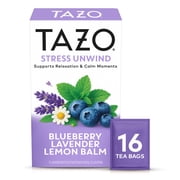 TAZO Calming Tea for Stress Relief, Stress Unwind — Lemon Balm Lavender Chamomile, Blueberry Flavor Herbal Tea, 16 Tea Bags