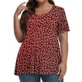 thumbnail image 2 of TQWQT Women's Plus Size Tops Cute Summer Floral Top Womens V Neck Tunic Short Sleeve Tops Dressy Casual Blouses Plus Size Womens Clothes, 2 of 6