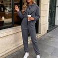thumbnail image 2 of Women Solid Hooded Long Sleeve Jumpsuit, Full Zip Up Casual Jogger Jumpsuit for Winter Daily Casual Wear Gray XL(XL), 2 of 7