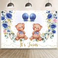thumbnail image 1 of Fondo para baby shower de niñas con osos gemelos, decoración floral rosa ruborizada para fiesta de cumpleaños, fondo para fotografía, tema de revelación de género para recién nacidos, decoración para, 1 of 3