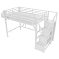 thumbnail image 5 of Bellemave Twin XL Size Metal Loft Bed Frame with Storage Stairs, Wardrobe & Side Shelf, USB Ports and LED Light, Space-Saving Design with Underbed Storage, White, 5 of 10