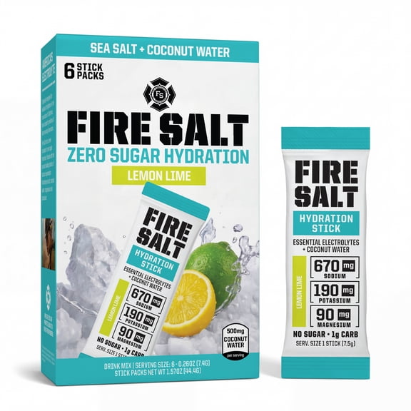 Fire Salt Electrolyte Drink Mix – Lemon Lime Flavor 6-Pack