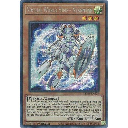 YuGiOh 2021 Tin of Ancient Battles Prismatic Secret Rare Virtual World Hime - Nyannyan MP21-EN223