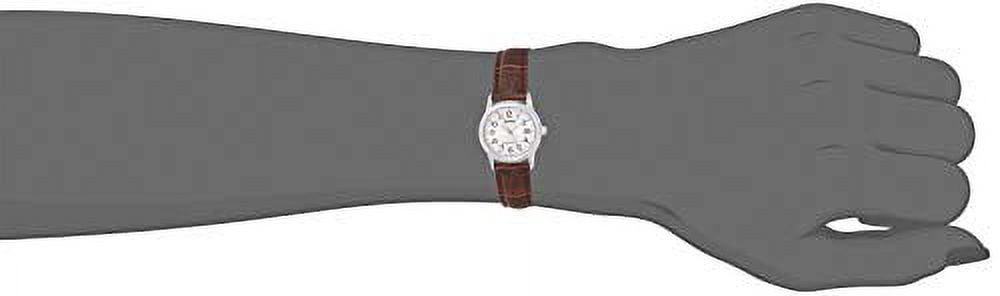 Casio LTP-V002L-7B2 Women's Standard Brown Leather Band Numbers Silver Dial Date Analog Watch
