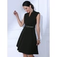 thumbnail image 3 of DARING DIVA Elegant Dress Split Neck Wear to Work Sleeveless Dresses XS Black, 3 of 6