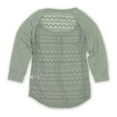 thumbnail image 2 of Aeropostale Womens Sheer Sleeve Lace Back Henley Shirt, Grey, Juniors, X-Large, 2 of 2
