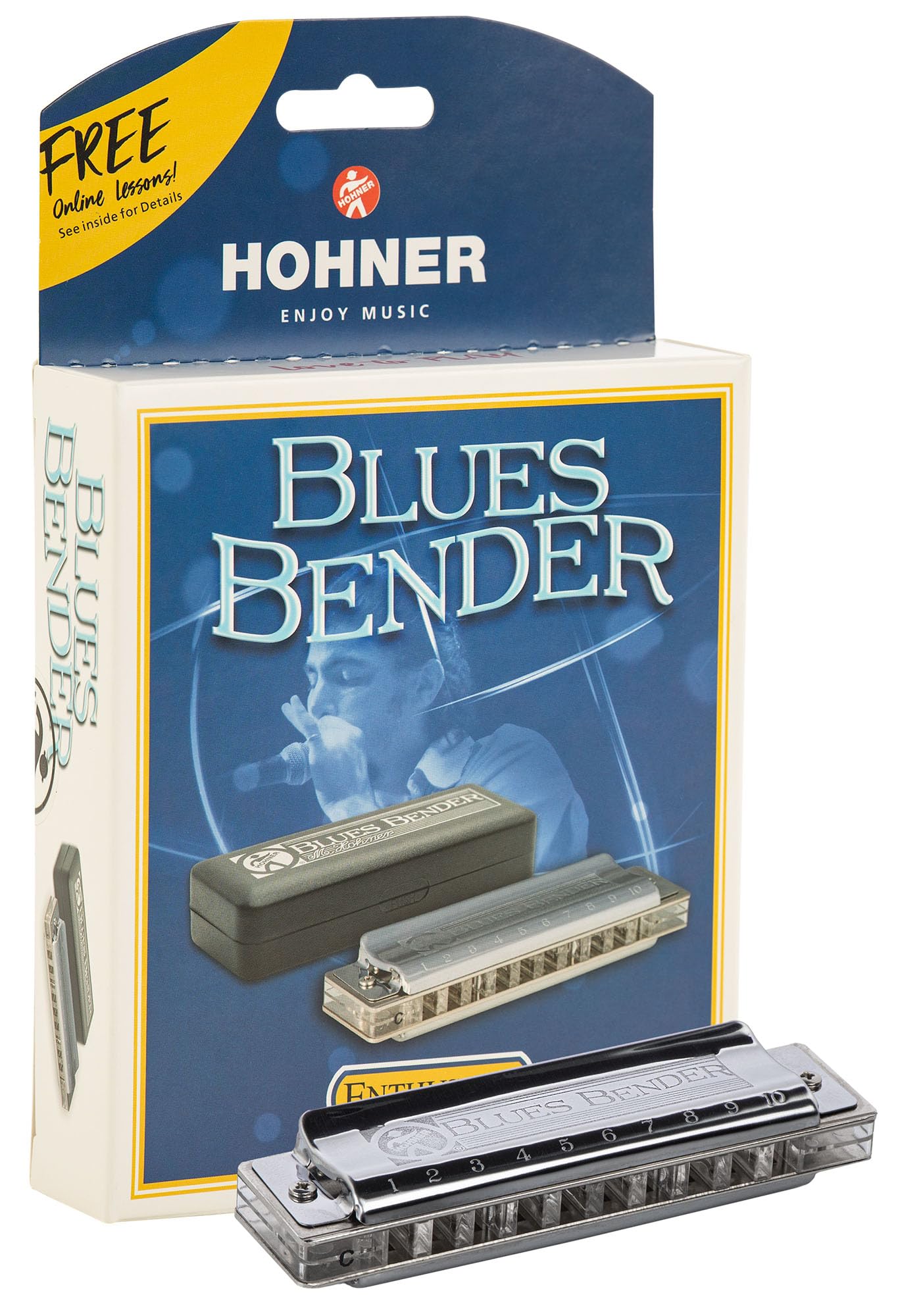 Hohner Blues Bender Harmonica - Key of C w/ Zip Pouch