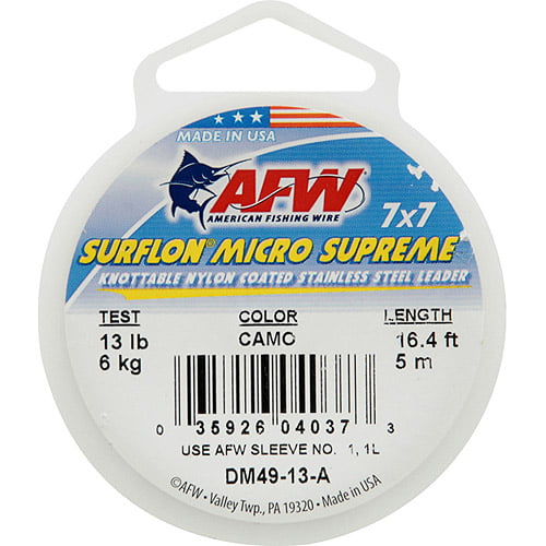COATED AMERICAN FISHING WIRE MICRO SUPREME 7X7 MULTI SURFLON LEADER STAINLESS 