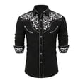 thumbnail image 2 of Conairie Western Shirts for Men Embroidered Cowboy Shirts Button Down Long Sleeve Shirt with Floral Design Black1 XXL, 2 of 6