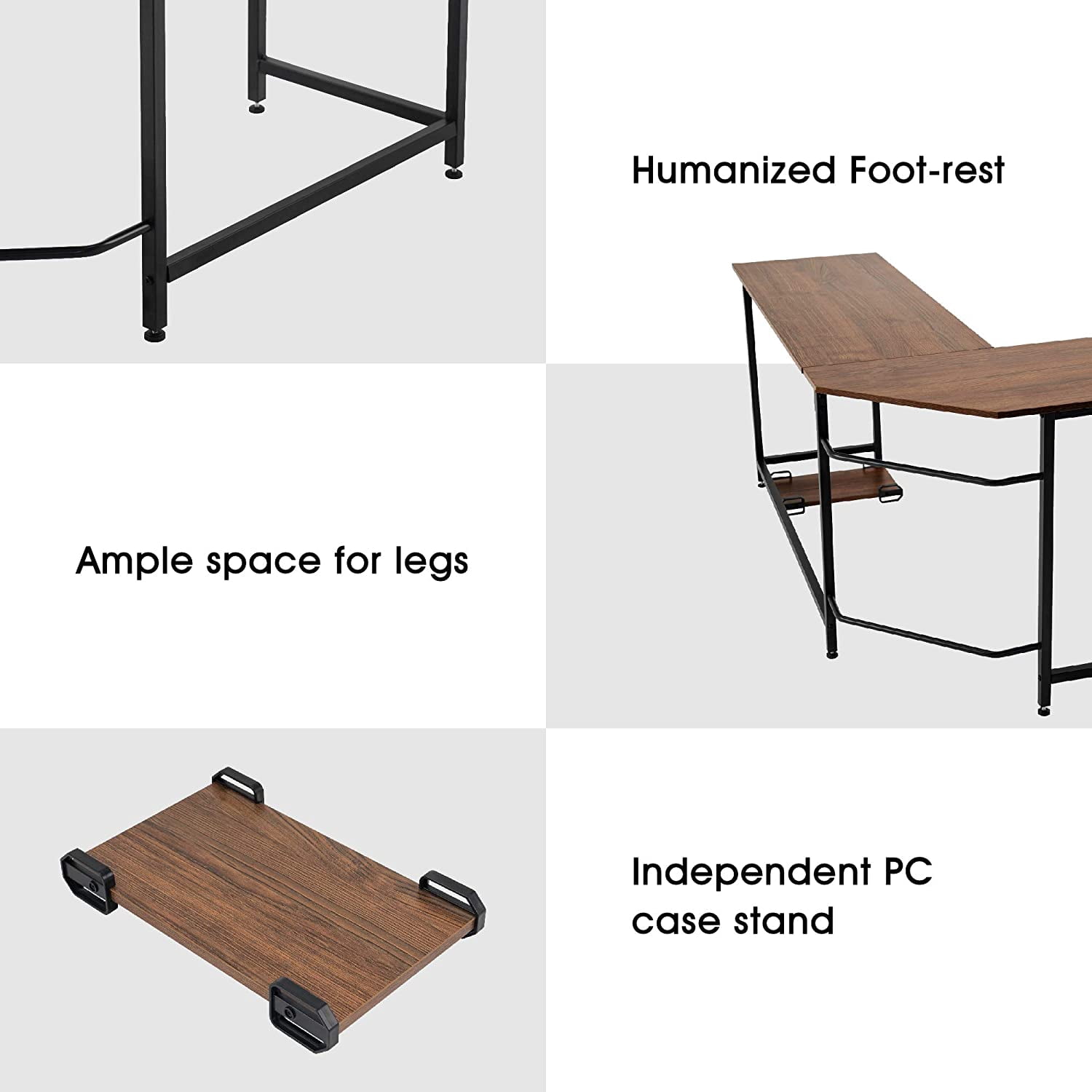 ivinta L Shaped Computer Desk, Modern Corner Desk for Small Space Living Room Bedroom 7121 (Brown)