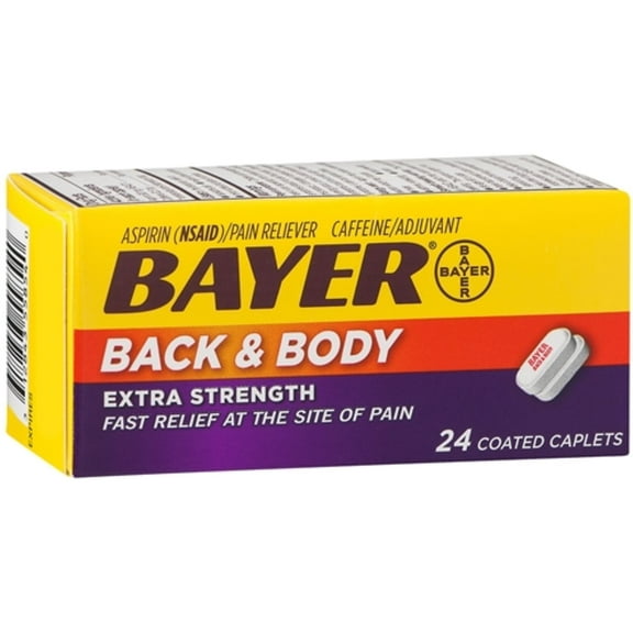 Bayer Extra Strength Back & Body Coated Caplets 24 ea (Pack of 3)