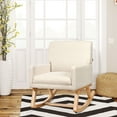 thumbnail image 2 of Costway Fabric Rocking Chair Upholstered  Mid Century Accent Armchair Beige, 2 of 10