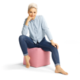 thumbnail image 3 of Gouchee Home Cube Brava Pastel Pink Pouf Ottoman – Water-Repellent Cube Bean Bag Footstool with Polystyrene Beads, Lightweight & Portable for Living Room or Dorm, 3 of 7