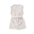 thumbnail image 3 of Wsevypo Baby Girl Striped Printed Sleeveless Button Down Belt Short Romper, 3 of 6