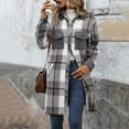 thumbnail image 4 of DYTTDG Women's Winter Long Plaid Tweed Coat Fashion Retro Plaid Long Sleeve Buttoned Lapel Cardigan Jacket with Pockets on Clearance Family Gifts, 4 of 8