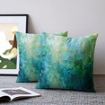 thumbnail image 2 of Pillow Covers 18x18 Set of 2, Blue Green Throw Pillow Covers Decorative Couch Cushion Cover, Modern Oil Painted Abstract Artistic Microfiber Soft Square Pillowcases for Bedroom Living Room Sofa, 2 of 9