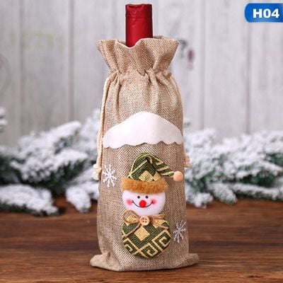KABOER Christmas Decorations Burlap Clouds Dolls Champagne Wine Bottles Wine Bags Hotel Restaurant Table Dress Up