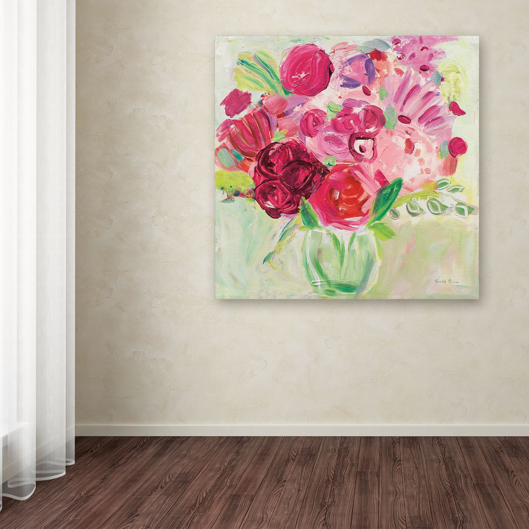 Trademark Fine Art 'Pink and Red Florals' Canvas Art by Farida Zaman