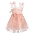 thumbnail image 2 of IBTOM CASTLE Baby Girls Tutu Dress Summer Sleeveless Backless Princess Birthday Party Dresses Sequin Ruffle Tulle Bowknot Sundress 5-6 Years Peach Pink Stars, 2 of 8