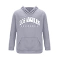 thumbnail image 4 of Zimjoy Men Hoodie Sweatpants 2 Piece Tracksuit, Pullover Hooded Sweatshirt & Jogger Pants Matching Outfit, LA California Letter Print Men Casual Streetwear Athletic Loungewear Set Dark Gray XL, 4 of 7
